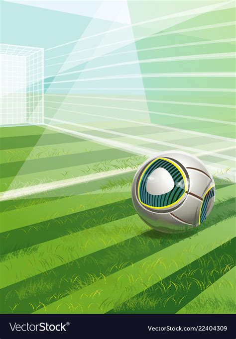 Soccer Field With Goal Ball And Text Royalty Free Vector