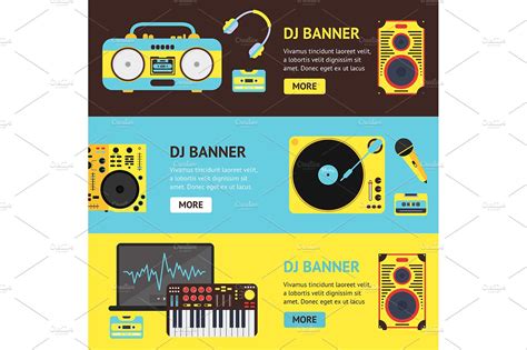 Dj Audio Music Equipment Banner Illustrator Graphics Creative Market