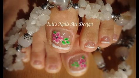 Toes Art Design French Pedicure Beautiful Flower Spring Summer Live