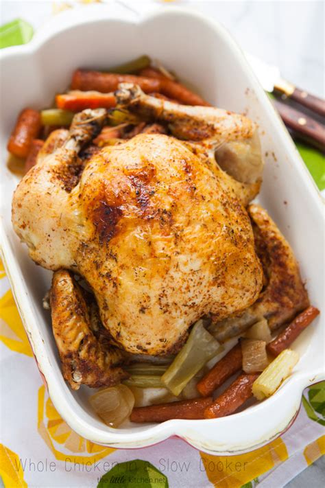 Broil the chicken after it's done in the slow cooker. Crockpot Whole Chicken - The Little Kitchen