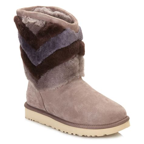 Ugg Ugg Womens Stormy Grey Tania Classic Novelty Sheepskin Boots In