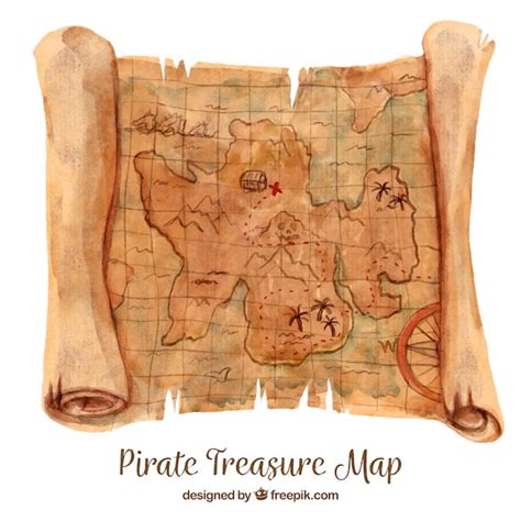 Premium Vector Watercolor Map Of Treasure
