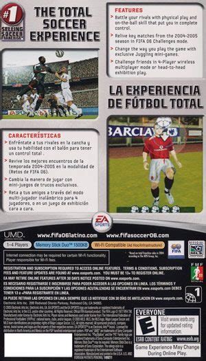 Fifa Soccer 06 Psp Back Cover
