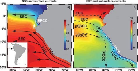 A Surface And B Subsurface Currents Of The Northern Humboldt