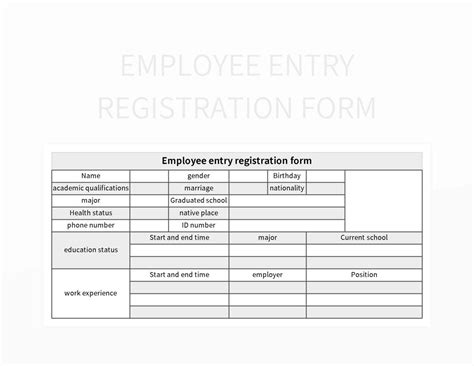 Employee Personal Resume Entry Registration Form File Form Excel