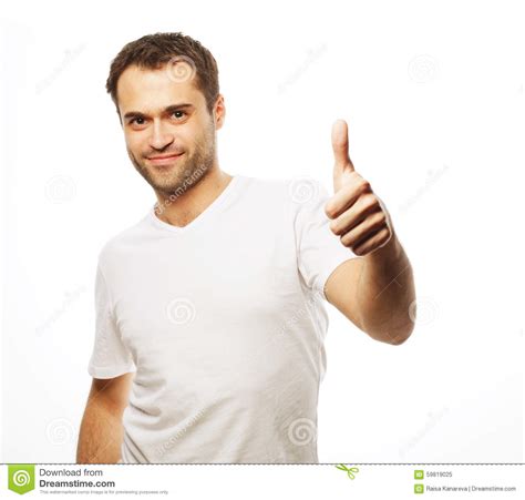 Happy Handsome Man Showing Thumbs Up Stock Image - Image of model, showing: 59819025