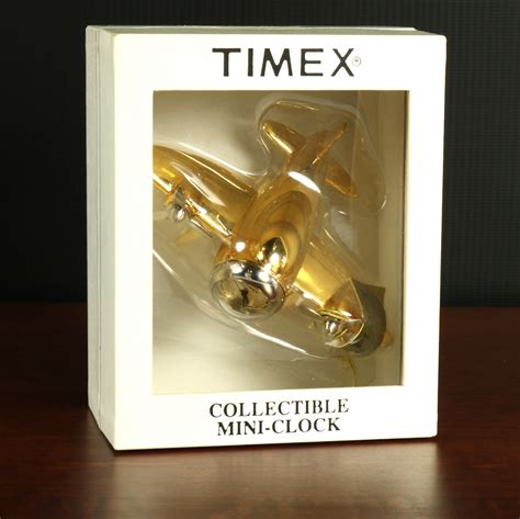 Airplane Timex Collectible Mini Clock Figural Gold And Silver Etsy
