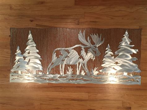 Moose Artwork Rustic Cabin Decor Animal Wall Art Log Home Etsy Canada