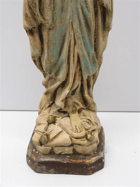 ANCIENNE STATUETTE VIERGE MARIE En PLATRE SORTIE De GRENIER A NETTOYER