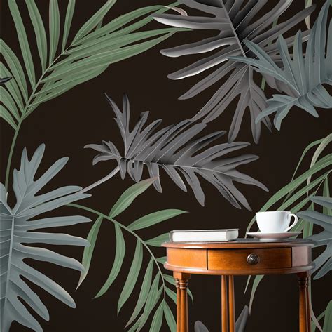 Bamboo Palm Leaf Wallpaper Peel And Stick Wall Mural With Etsy