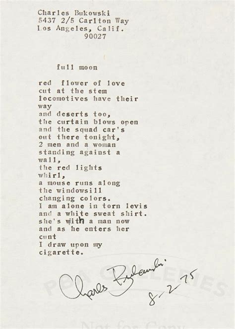 Charles Bukowski Poem Manuscript Full Moon