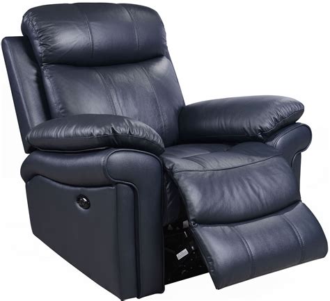 Shae Joplin Blue Leather Power Reclining Chair From Leather Italia