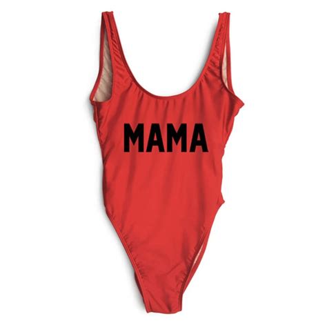 women summer one piece thong bikini swimsuit 2019 mama black letter print swimwear monokini