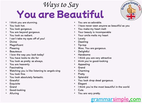 Ways To Say You Are Beautiful In English Speaking Grammar Simple