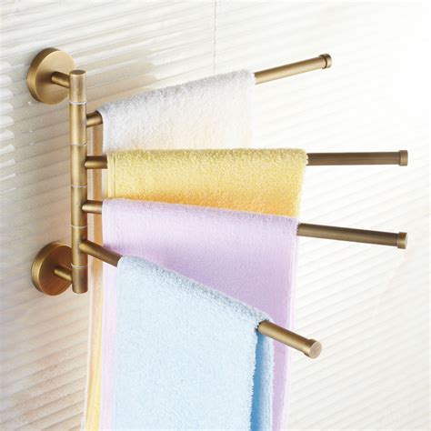 solid brass european antique movable towel rack bathroom rotary rods double bar retro hanging