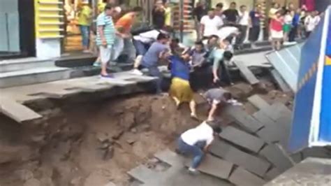 Sinkhole Swallows Ground In China Video