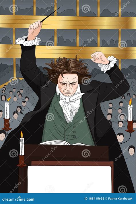 Ludwig Van Beethoven Vintage Illustration Cartoon Vector