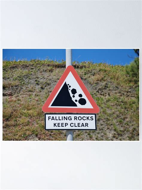 Falling Rocks Sign Folkestone Poster For Sale By Davidfowler Redbubble