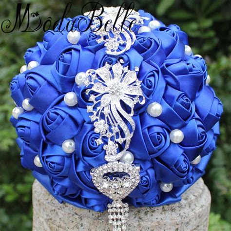 Modabelle Artificial Bridal Bouquets Royal Blue Wedding Bouquets With