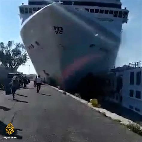 Cruise Ship Hits Dock Tourist Riverboat In Venice At Least 5 People