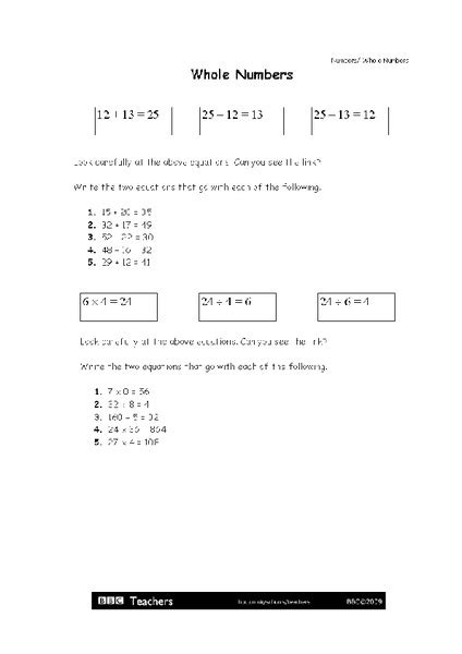 1-2 Worksheet 7th Grade Whole Numbers