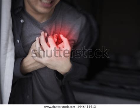 Severe Heartache Man Suffering Chest Pain Stock Photo 1446411413