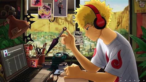 Anime Boy Headphone Studying Naruto Kunai 4k 62577 Wallpaper