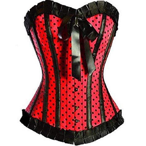 Buy Zzebra As Shown Blue Red Burlesque Polka Dot Corset Satin Corset Costume S M L Xl Xxl Lace