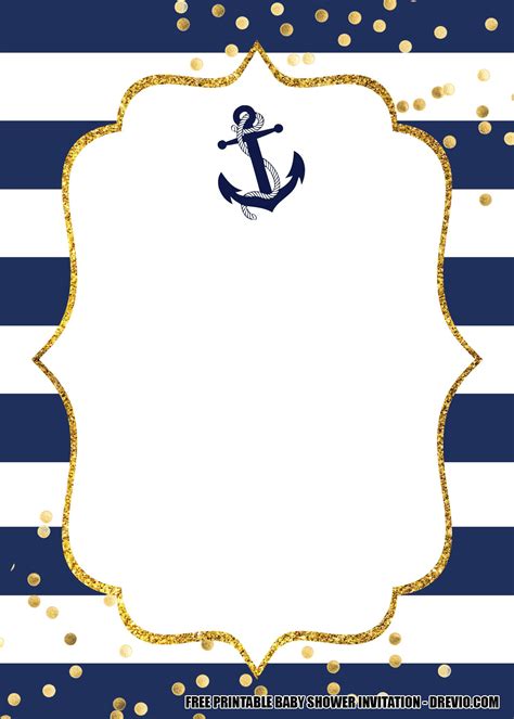 Paper Invitations Nautical Birthday Invitation With Photo Editable