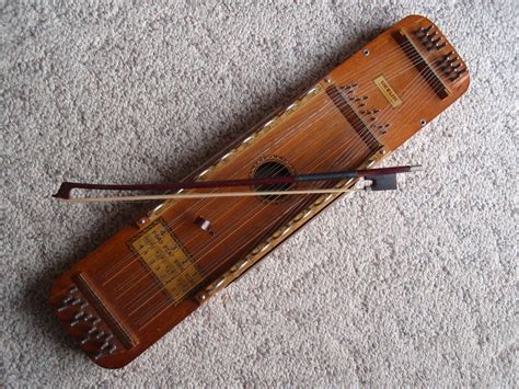 Antique Ukelin Musical Wood Stringed Instrument With Bow