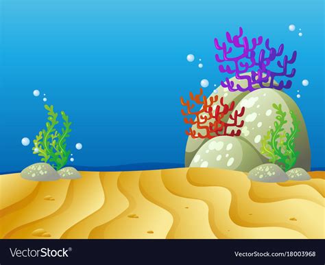 Underwater Scene With Sand And Coral Reef Vector Image