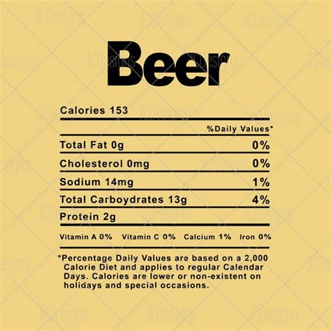 Beer Food Nutrition Facts Svg Holiday Christmas Thanksgiving Etsy