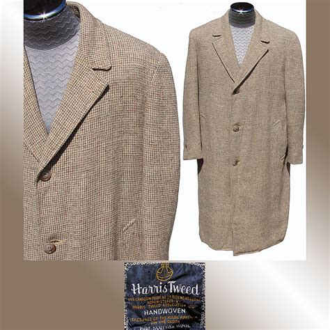 Vintage 1950s Harris Tweed Mens Coat Overcoat Size 44 Sold On Ruby Lane