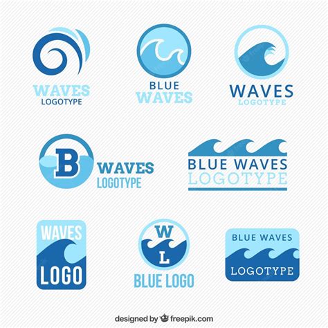 Premium Vector Collection Of Blue Logos With Waves