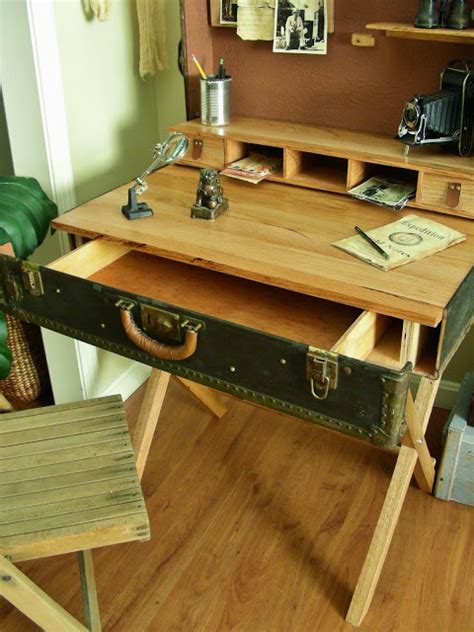Upcycled Suitcase Becomes A Campaign Writing Desk Diy Wood Desk