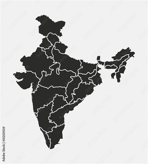 Vecteur Stock India Vector Map Isolated On White Background India Map