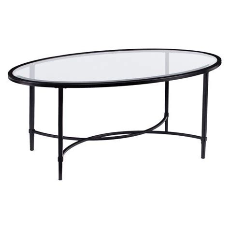 Southern Enterprises Quinton Metal Glass Oval Cocktail Table Black Oval Glass Coffee Table