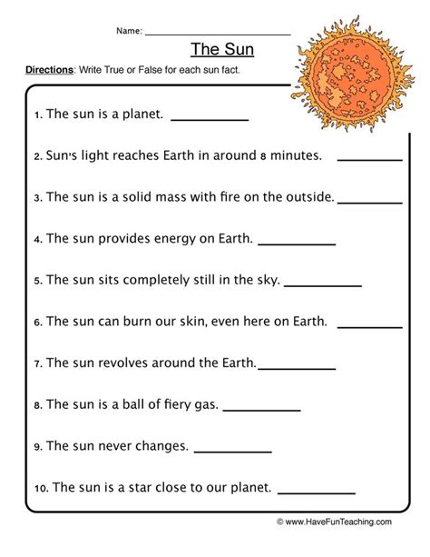 Solar System 5th Grade Science Worksheets