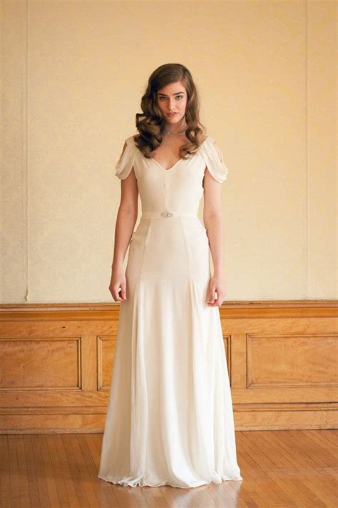 Ivory Silk Crepe Wedding Gown Vintage Inspired Handmade Gown Astrid