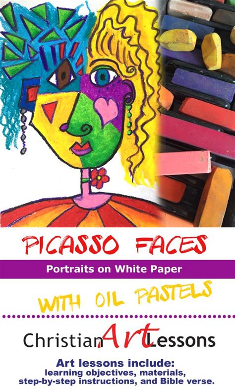 Picasso Faces On White Paper New Portrait Art Lesson With Oil Pastels