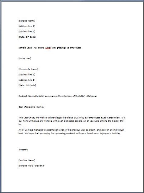 sample greeting letter template formal word templates