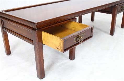 A rectangular mahogany coffee table from niagara furniture with all of the bells and whistles including four drawers, reeded legs, solid brass capped feet and cookie shaped, rounded corners. Mahogany Double Pedestal Two Drawers Rectangular Coffee ...