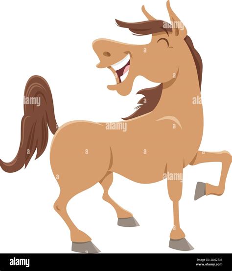 Cartoon Illustration Of Funny Horse Farm Animal Comic Character Stock