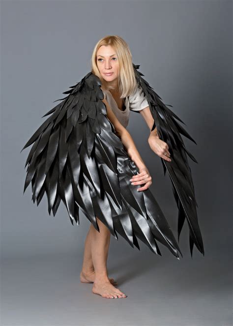 black wings angel wings costume men wings black demon large etsy