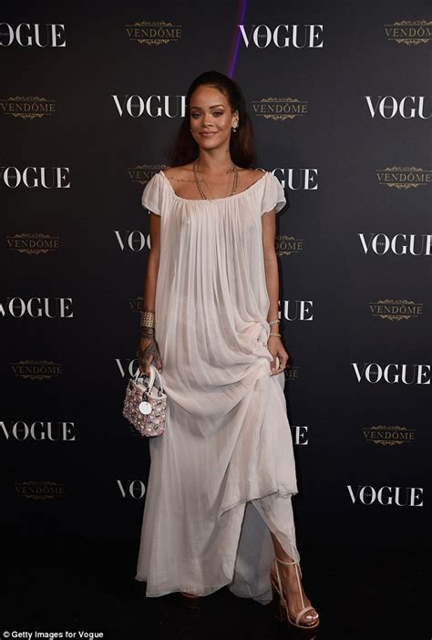 Rihanna Goes Braless In Sheer Dress At Vogues Paris Fashion Week Party