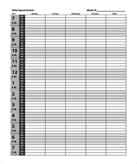 Free Printable Appointment Sheets Printable Templates