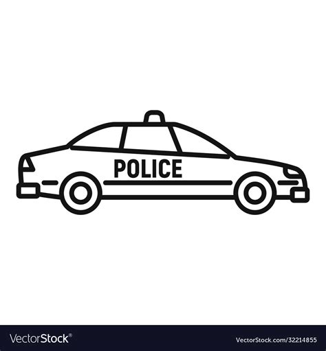 Police Car Icon Outline Style Royalty Free Vector Image