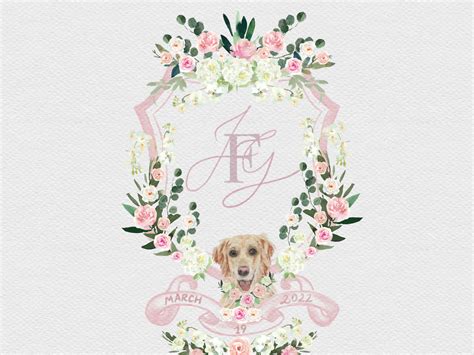 Wedding Watercolor Crest With Puppy Portrait By Maria Paola On Dribbble