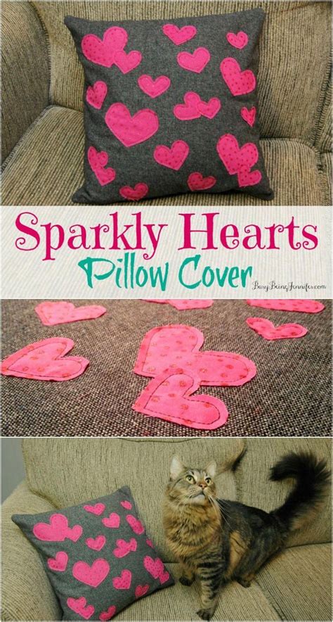 Sparkly Hearts Pillow Cover Busy Being Jennifer Creativepillow