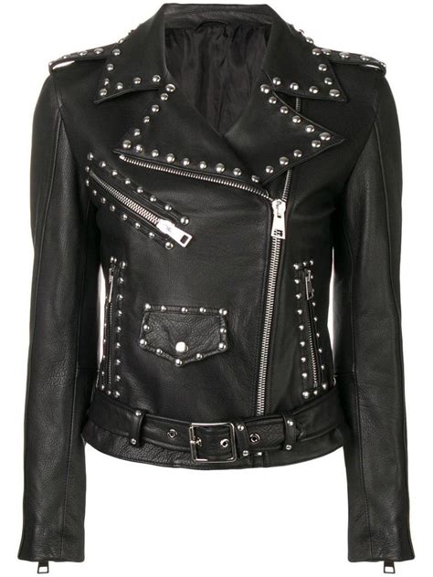 Women Black Leather Jacket With Studs Black Studded Leather Jacket For